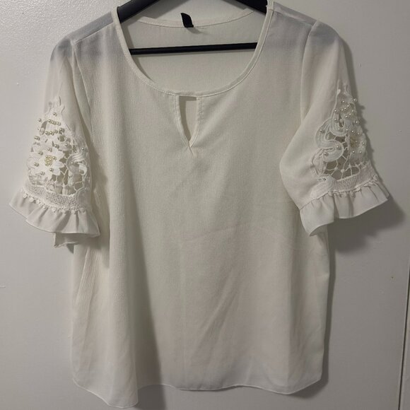 Tesoro White Blouse – XL – Pearl Detail on Sleeves - Picture 1 of 5